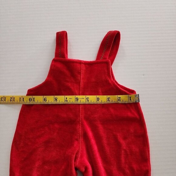 Kissy Kissy size 3-6 months Red Velour Overalls - Picture 5 of 7